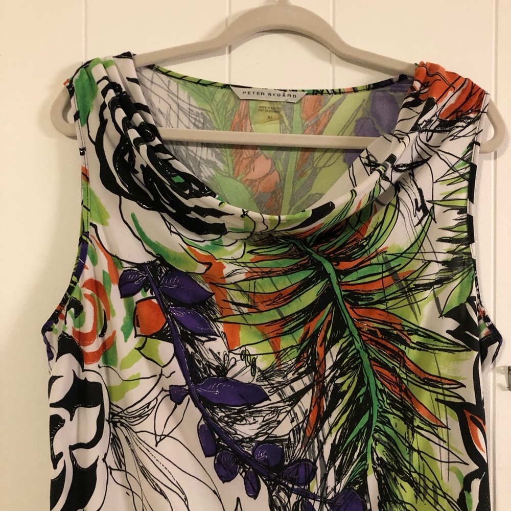 Peter Nygard Multicolor Floral Cowl-Neck Sleeveless Top XL - Picture 2 of 5